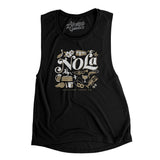 Nola Things Women's Flowey Scoopneck Muscle Tank-Black-Allegiant Goods Co. Vintage Sports Apparel