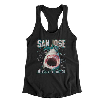 San Jose Hockey Throwback Mascot Women's Racerback Tank-Allegiant Goods Co. Vintage Sports Apparel