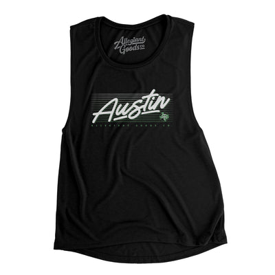 Austin Retro Women's Flowey Scoopneck Muscle Tank-Black-Allegiant Goods Co. Vintage Sports Apparel