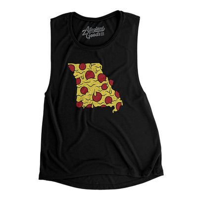 Missouri Pizza State Women's Flowey Scoopneck Muscle Tank-Black-Allegiant Goods Co. Vintage Sports Apparel