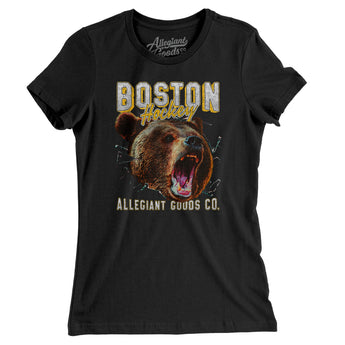 Boston Hockey Throwback Mascot Women's T-Shirt-Allegiant Goods Co. Vintage Sports Apparel