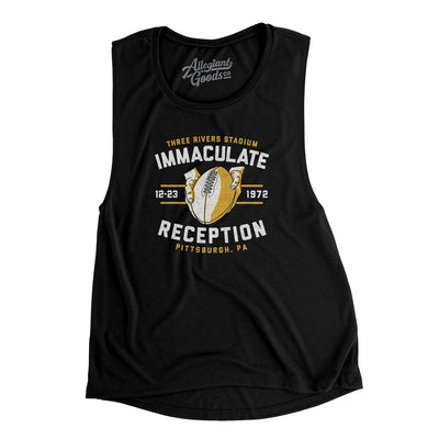 Immaculate Reception Women's Flowey Scoopneck Muscle Tank-Black-Allegiant Goods Co. Vintage Sports Apparel
