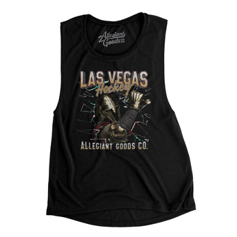 Las Vegas Hockey Throwback Mascot Women's Flowey Scoopneck Muscle Tank-Allegiant Goods Co. Vintage Sports Apparel