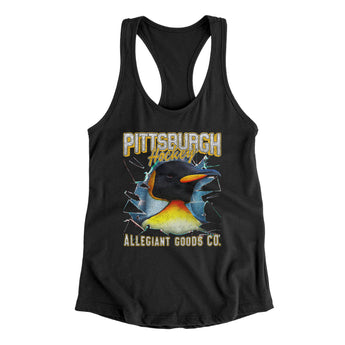 Pittsburgh Hockey Throwback Mascot Women's Racerback Tank-Allegiant Goods Co. Vintage Sports Apparel