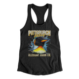 Pittsburgh Hockey Throwback Mascot Women's Racerback Tank-Black-Allegiant Goods Co. Vintage Sports Apparel