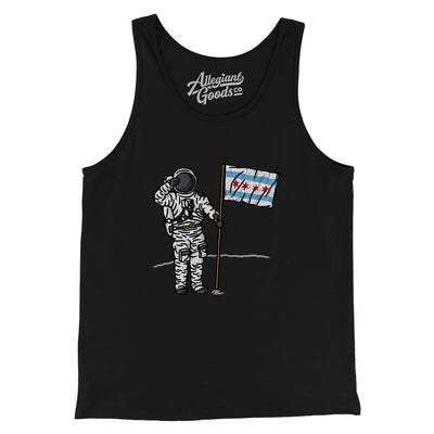 Chicago Flag Moonman Men/Unisex Tank Top-Black-Allegiant Goods Co. Vintage Sports Apparel