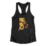 Rhode Island Pizza State Women's Racerback Tank-Black-Allegiant Goods Co. Vintage Sports Apparel