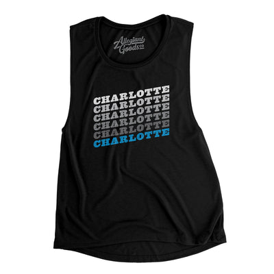 Charlotte Vintage Repeat Women's Flowey Scoopneck Muscle Tank-Black-Allegiant Goods Co. Vintage Sports Apparel