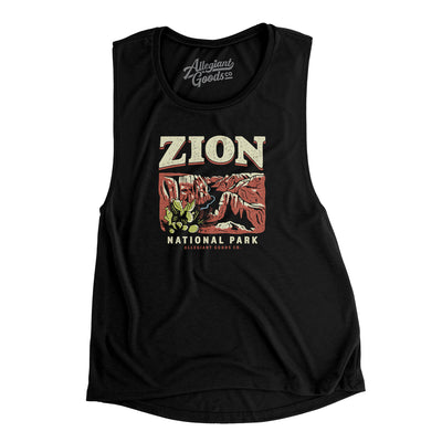 Zion National Park Women's Flowey Scoopneck Muscle Tank-Black-Allegiant Goods Co. Vintage Sports Apparel