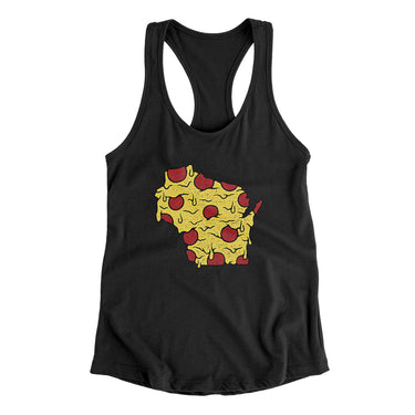 Wisconsin Pizza State Women's Racerback Tank-Black-Allegiant Goods Co. Vintage Sports Apparel