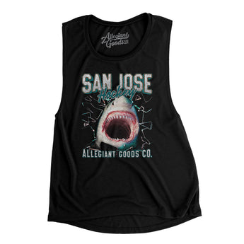 San Jose Hockey Throwback Mascot Women's Flowey Scoopneck Muscle Tank-Allegiant Goods Co. Vintage Sports Apparel