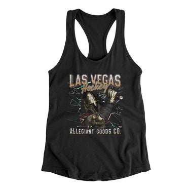 Las Vegas Hockey Throwback Mascot Women's Racerback Tank-Allegiant Goods Co. Vintage Sports Apparel