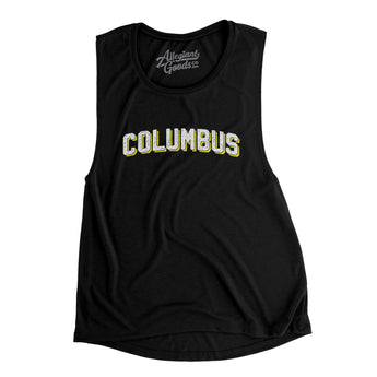 Columbus Varsity Women's Flowey Scoopneck Muscle Tank-Black-Allegiant Goods Co. Vintage Sports Apparel