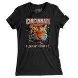 Cincinnati Football Throwback Mascot Women's T-Shirt-Allegiant Goods Co. Vintage Sports Apparel