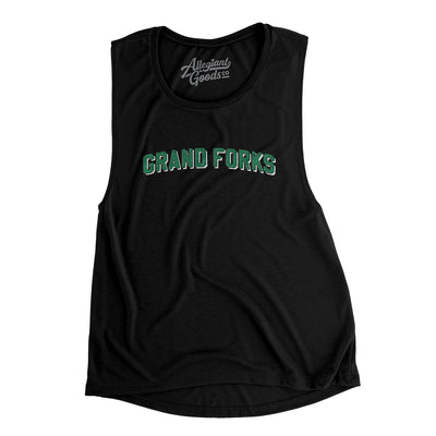 Grand Forks North Dakota Varsity Women's Flowey Scoopneck Muscle Tank-Black-Allegiant Goods Co. Vintage Sports Apparel