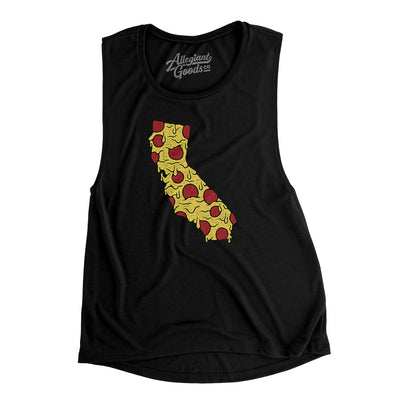 California Pizza State Women's Flowey Scoopneck Muscle Tank-Black-Allegiant Goods Co. Vintage Sports Apparel