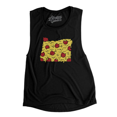 Oregon Pizza State Women's Flowey Scoopneck Muscle Tank-Black-Allegiant Goods Co. Vintage Sports Apparel