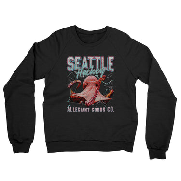 Seattle Hockey Throwback Mascot Midweight French Terry Crewneck Sweatshirt-Allegiant Goods Co. Vintage Sports Apparel