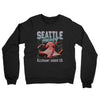 Seattle Hockey Throwback Mascot Midweight French Terry Crewneck Sweatshirt-Black-Allegiant Goods Co. Vintage Sports Apparel