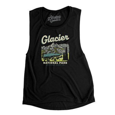 Glacier National Park Women's Flowey Scoopneck Muscle Tank-Black-Allegiant Goods Co. Vintage Sports Apparel