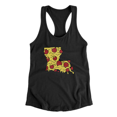 Louisiana Pizza State Women's Racerback Tank-Black-Allegiant Goods Co. Vintage Sports Apparel