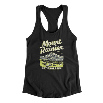 Mount Rainier National Park Women's Racerback Tank-Black-Allegiant Goods Co. Vintage Sports Apparel