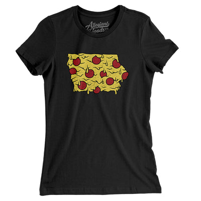 Iowa Pizza State Women's T-Shirt-Black-Allegiant Goods Co. Vintage Sports Apparel