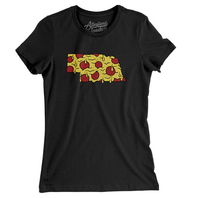 Nebraska Pizza State Women's T-Shirt-Black-Allegiant Goods Co. Vintage Sports Apparel