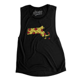 Massachusetts Pizza State Women's Flowey Scoopneck Muscle Tank-Black-Allegiant Goods Co. Vintage Sports Apparel
