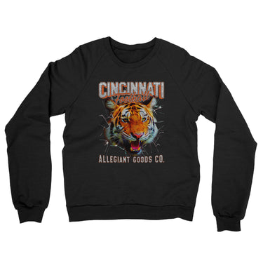 Cincinnati Football Throwback Mascot Midweight French Terry Crewneck Sweatshirt-Allegiant Goods Co. Vintage Sports Apparel