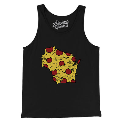 Wisconsin Pizza State Men/Unisex Tank Top-Black-Allegiant Goods Co. Vintage Sports Apparel