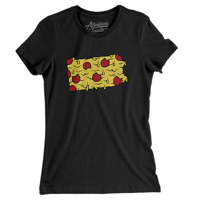 Pennsylvania Pizza State Women's T-Shirt-Black-Allegiant Goods Co. Vintage Sports Apparel