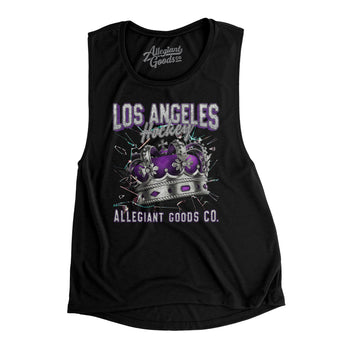 Los Angeles Hockey Throwback Mascot Women's Flowey Scoopneck Muscle Tank-Allegiant Goods Co. Vintage Sports Apparel