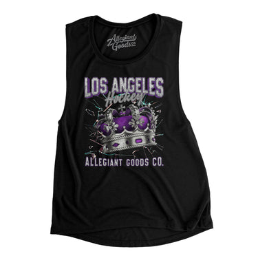 Los Angeles Hockey Throwback Mascot Women's Flowey Scoopneck Muscle Tank-Allegiant Goods Co. Vintage Sports Apparel