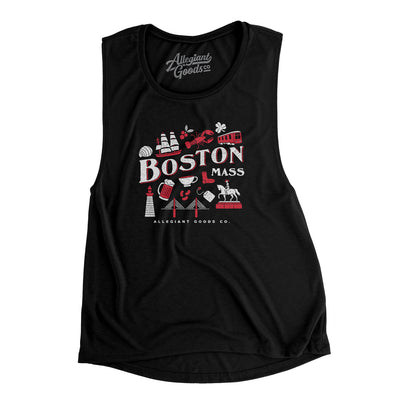 Boston Things Women's Flowey Scoopneck Muscle Tank-Black-Allegiant Goods Co. Vintage Sports Apparel