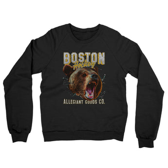 Boston Hockey Throwback Mascot Midweight French Terry Crewneck Sweatshirt-Allegiant Goods Co. Vintage Sports Apparel