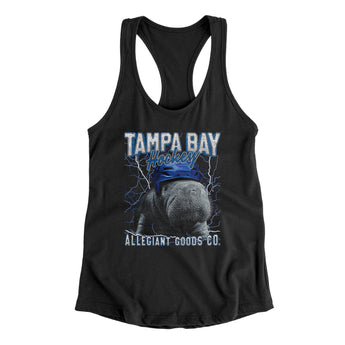 Tampa Bay Hockey Throwback Mascot Women's Racerback Tank-Allegiant Goods Co. Vintage Sports Apparel