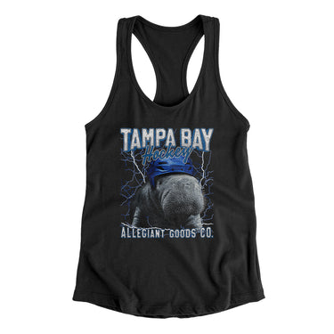 Tampa Bay Hockey Throwback Mascot Women's Racerback Tank-Allegiant Goods Co. Vintage Sports Apparel