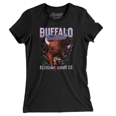 Buffalo Football Throwback Mascot Women's T-Shirt-Allegiant Goods Co. Vintage Sports Apparel