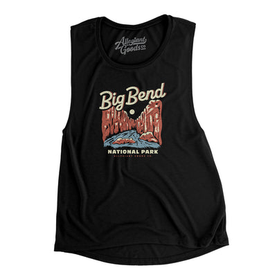 Big Bend National Park Women's Flowey Scoopneck Muscle Tank-Black-Allegiant Goods Co. Vintage Sports Apparel