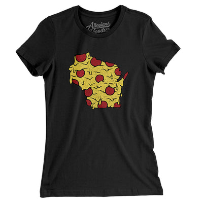 Wisconsin Pizza State Women's T-Shirt-Black-Allegiant Goods Co. Vintage Sports Apparel