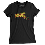 Massachusetts Pizza State Women's T-Shirt-Black-Allegiant Goods Co. Vintage Sports Apparel