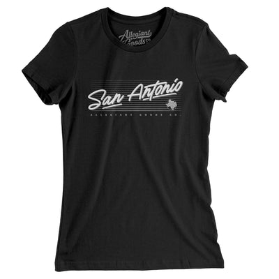 San Antonio Retro Women's T-Shirt-Black-Allegiant Goods Co. Vintage Sports Apparel