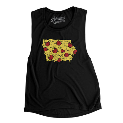 Iowa Pizza State Women's Flowey Scoopneck Muscle Tank-Black-Allegiant Goods Co. Vintage Sports Apparel