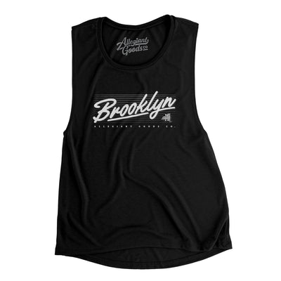 Brooklyn Retro Women's Flowey Scoopneck Muscle Tank-Black-Allegiant Goods Co. Vintage Sports Apparel