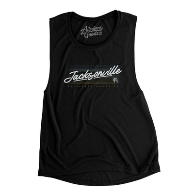 Jacksonville Retro Women's Flowey Scoopneck Muscle Tank-Black-Allegiant Goods Co. Vintage Sports Apparel