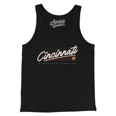 Cincinnati Retro Men/Unisex Tank Top-Black-Allegiant Goods Co. Vintage Sports Apparel
