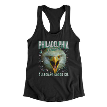 Philadelphia Football Throwback Mascot Women's Racerback Tank-Allegiant Goods Co. Vintage Sports Apparel