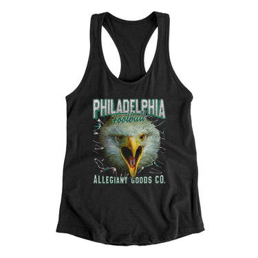 Philadelphia Football Throwback Mascot Women's Racerback Tank-Allegiant Goods Co. Vintage Sports Apparel