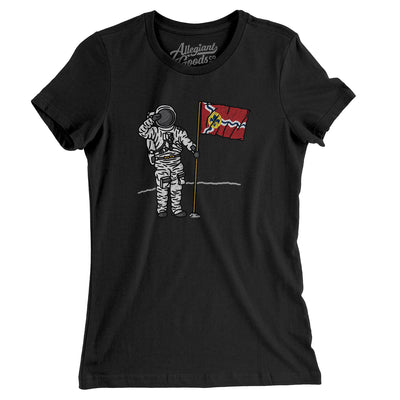 St Louis Flag Moonman Women's T-Shirt-Black-Allegiant Goods Co. Vintage Sports Apparel